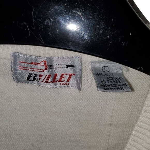 VTG 80s Bullet Golf Knit Sweater Vest Plaid Pastel Pink Blue White V-Neck - Picture 3 of 3